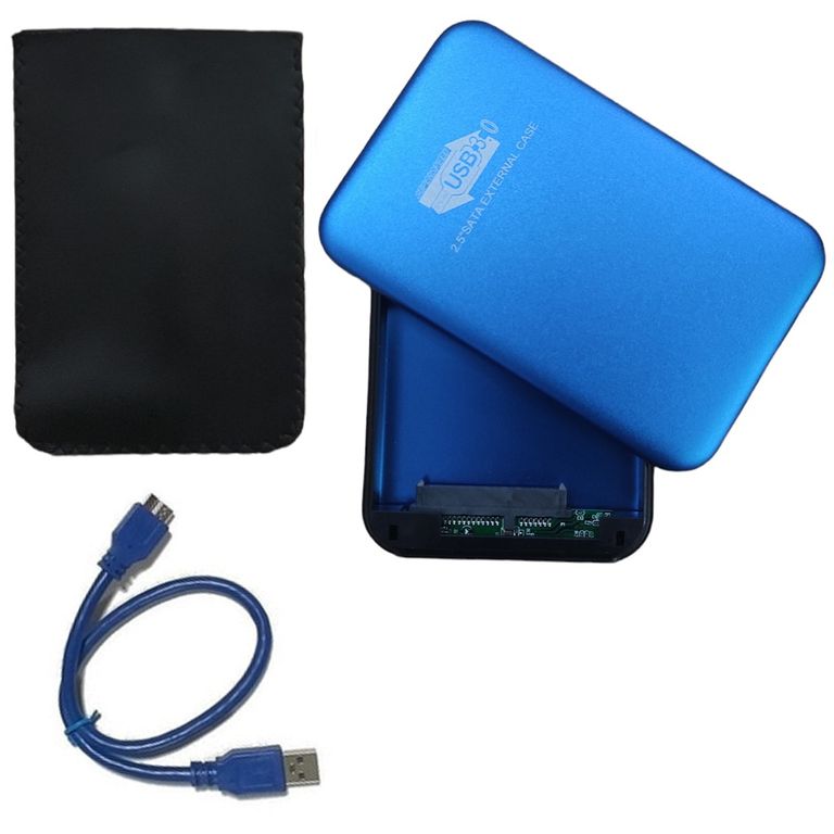 Case Disco Duro Externo Sata 2.5" Usb 3.0 presion Laptop Portatil Azul