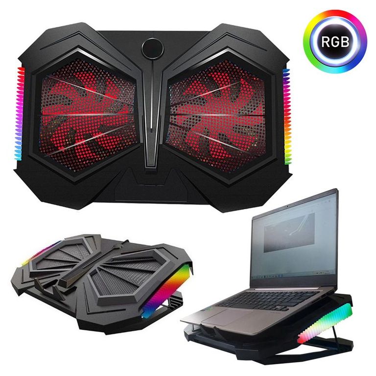 Cooler Ventilador para Laptop Notebook Base Plegable Regulable 17 pulgadas RGB