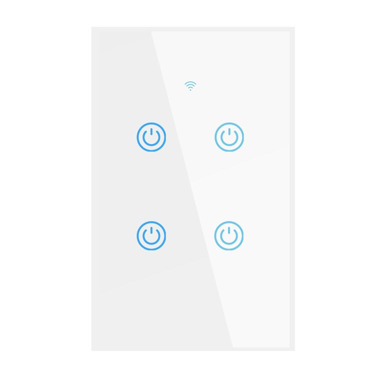 Interruptor Inteligente Wifi Táctil 4 Botones Con/Sin Neutro Blanco