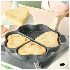 INSPIRA MARKET - Sartén Antiadherente de 4 divisiones para frituras forma de corazón