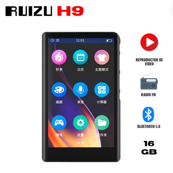 Reproductor MP3 RUIZU H9 Tactil Radio FM Bluetooth 5.0