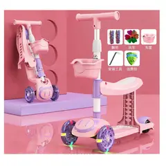 SCOOTER - Niños Con Asiento Luces Musical Rosada