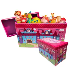 MINARI - Caja Puff Organizador con Tapa de Juguetes para Niños Princesa 595V