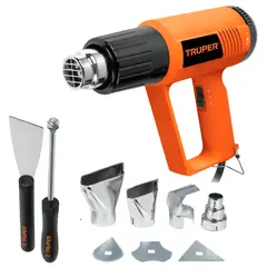 TRUPER - KIT Pistola de calor profesional 2000 W, con 9 piezas