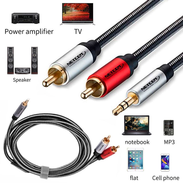 Cable de audio Plug 3.5mm a 2 RCA Macho 1.8 Metros