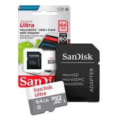 SANDISK - Micro SDXC Ultra - 64GB - Class 10UHS-I U1 - 100MBs