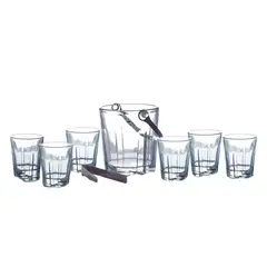 INSPIRA - Hielera de Vidrio Set de 7 PCS Hielera más 6 vasos