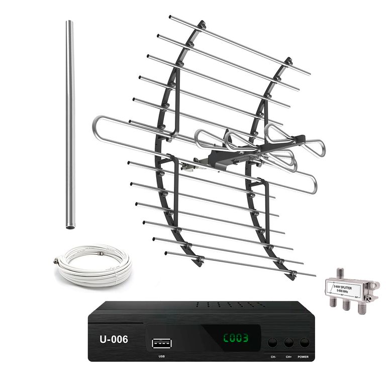 Sintonizador Decodificador Tdt Antena Exterior Splitter 3 Vías kit