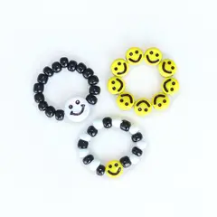 MANYA - Pack de 3 anillos de mostacilla b & w