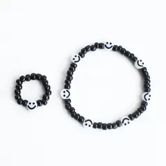 MANYA - Pack de pulsera y anillo de mostacillas happy