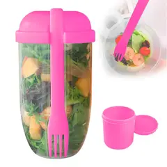 GENERICO - Vaso Mezclador Porta Ensaladas Frutas Cereales Yogurt con Tenedor RS