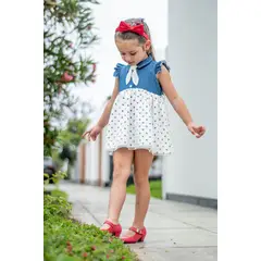 ILLIKA - VESTIDO DENIM CON PUNTOS Y CORBATA