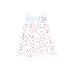 ILLIKA - VESTIDO DENIM CELESTE CON GASA DE FLORES