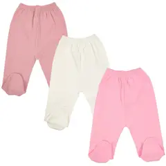 GENERICO - Pack 3 pantalones con pies 100% algodón Niña - 09