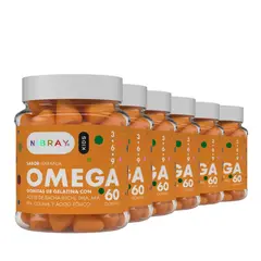 NIBRAY - Omega 3 6 y 9 DHA ARA EPA Colina para Niños Pack 6 Frascos Kids
