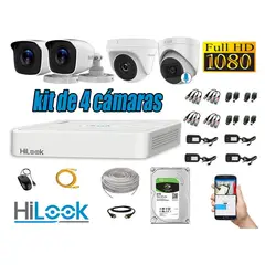 HILOOK - CÁMARAS SEGURIDAD KIT 4 FULL HD + DISCO 2TB - 1 CAMARA CON MICROFONO