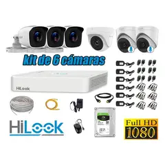 HILOOK - KIT 6 CÁMARAS SEGURIDAD FULL HD 2 CAMARA AUDIO INCORPORADO + DISCO 1TB