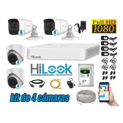HILOOK - KIT 4 CÁMARAS SEGURIDAD AUDIO INCORPORADO FULL HD 1080P + DISCO 1TB