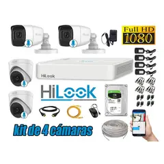 HILOOK - KIT 4 CÁMARAS SEGURIDAD AUDIO INCORPORADO FULL HD 1080P + DISCO 2TB
