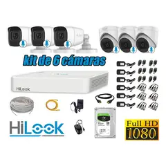 HILOOK - KIT 6 CÁMARAS SEGURIDAD AUDIO INCORPORADO FULL HD 1080P + DISCO 2TB
