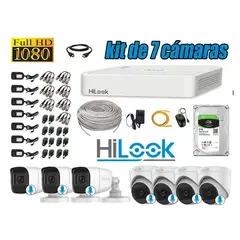 HILOOK - KIT 7 CÁMARAS SEGURIDAD AUDIO INCORPORADO FULL HD 1080P + DISCO 2TB