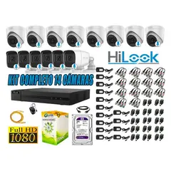 HILOOK - KIT 14 CÁMARAS SEGURIDAD AUDIO INCORPORADO FULL HD 1080P + DISCO 2TB