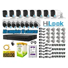 HILOOK - KIT 16 CÁMARAS SEGURIDAD AUDIO INCORPORADO FULL HD 1080P + DISCO 1TB