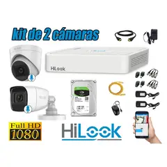 HILOOK - KIT 2 CÁMARAS SEGURIDAD FULL HD 2 CAMARA AUDIO INCORPORADO + DISCO 1TB