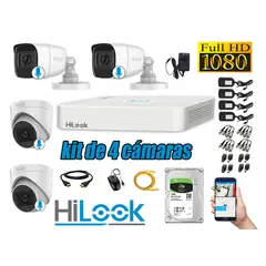 HILOOK - KIT 4 CÁMARAS SEGURIDAD AUDIO INCORPORADO FULL HD 1080P + DISCO 1TB