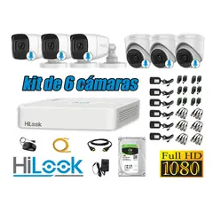 HILOOK - KIT 6 CÁMARAS SEGURIDAD AUDIO INCORPORADO FULL HD 1080P + DISCO 1TB