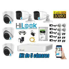 HILOOK - KIT 5 CÁMARAS SEGURIDAD AUDIO INCORPORADO FULL HD 1080P + DISCO 2TB