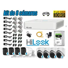 HILOOK - KIT 8 CÁMARAS SEGURIDAD AUDIO INCORPORADO FULL HD 1080P + DISCO 1TB