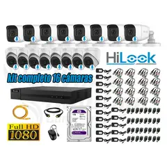 HILOOK - KIT 16 CÁMARAS SEGURIDAD AUDIO INCORPORADO FULL HD 1080P + DISCO 1TB