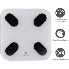 KUZLER - Balanza digital inteligente bluetooth con app blanco