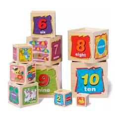 GENERICO - Cubo Apilable Didáctico del 1 al 10 de Madera