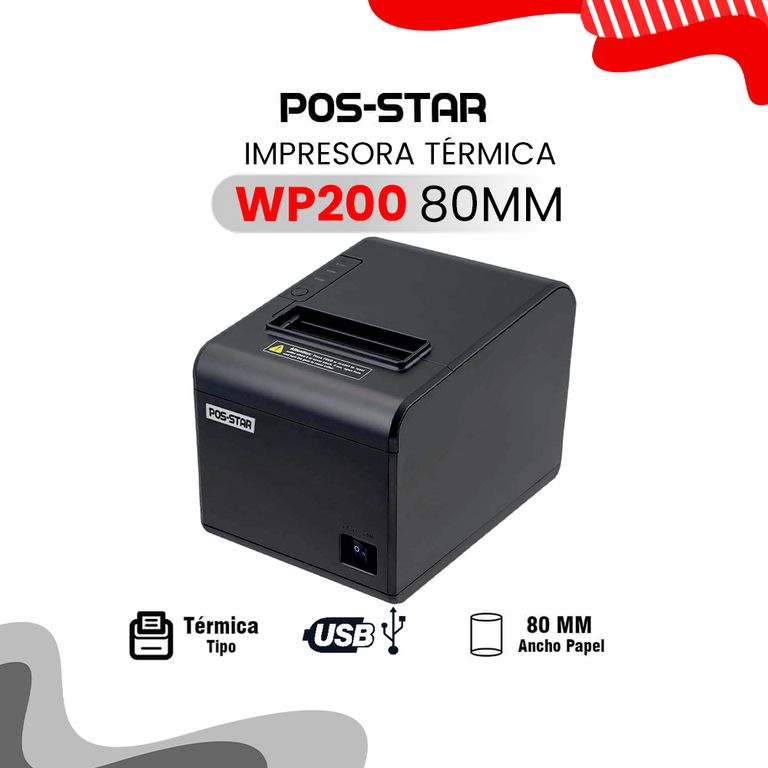 IMPRESORA TERMICA POS-STAR WP200 80MM INTERFAZ USB 200MMS