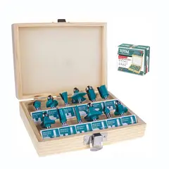 TOTAL TOOLS - SET DE FRESAS 6MM 12PZS PARA RUTEADORA FRESADORA TOTAL - TACSR0121