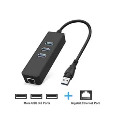 GENERICO - Adaptador Usb 3.0 A Rj45 Usb Lan Ethernet + Hub 3 Puertos 3