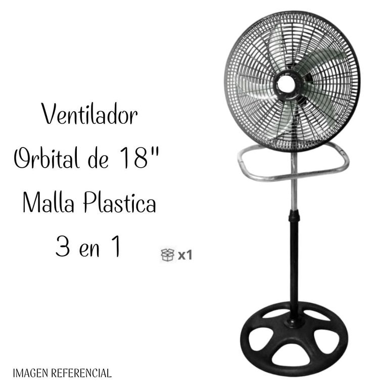 Ventilador Orbital de 5 aspas Malla Plastica - 3 en 1 18"