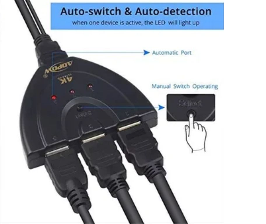 Switch Cable Hdmi 3 Puertos Full Hd 1080p 3x1