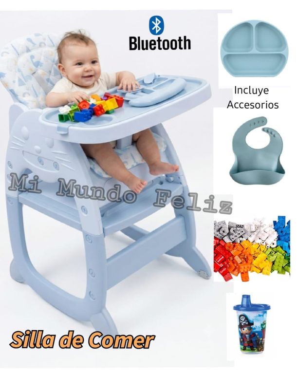 Silla de Comer para Bebe Carpeta Cat Celeste