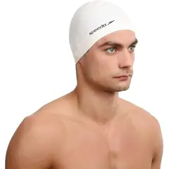 SPEEDO - Gorro para Natación Plain Flat Silicona Adulto Blanco