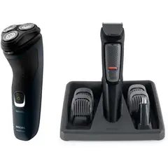 PHILIPS - Combo Afeitadora Lavable + Recortador 6 en 1 de Barba y Nariz