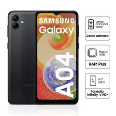 Celular Galaxy A04 6,5 4GB RAM 128GB Negro
