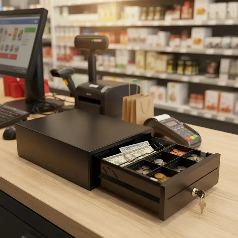 Gaveta cajón dinero caja registradora 3 guarda billetes y 6 monederos 21x30cm RJ11 ER-A4