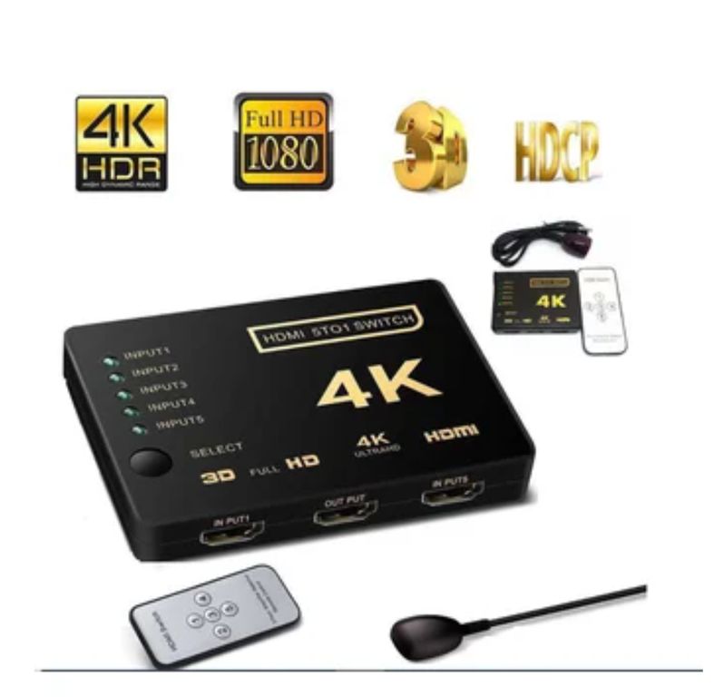 Multiplicador 5 Puertos Hdmi 4k Tv Dvd Switch Ultra Hd 5 to 1