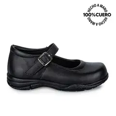 RABBIT - Zapato Escolar Reina Casual ANGELA-009 Negro Cuero