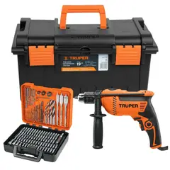 TRUPER - Taladro 600w + caja de herramientas + puntas y brocas 100pzas