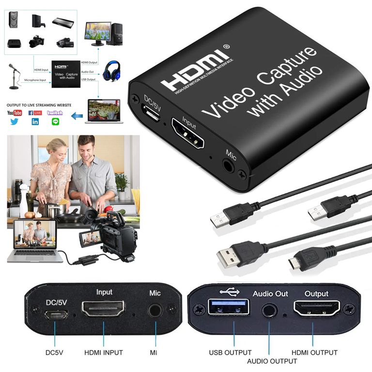 Capturadora De Video Usb 3.0 Hdmi Capture Con Audio Y Microfono 4k