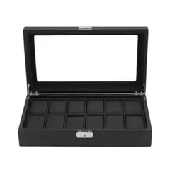GENERICO - Caja porta relojes por 12 espacios estilo fibra de carbono